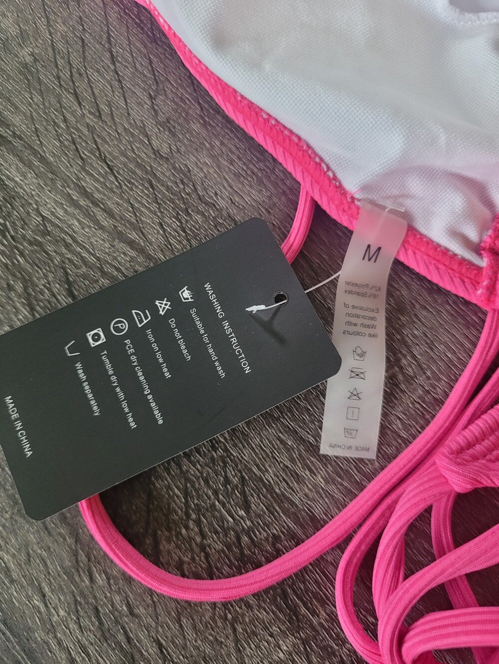 NWT Hot Pink Ribbed Triangle String Bikini - Picture 3 of 4
